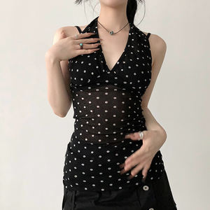 Top Halter de Mujer con Estampado de Puntos, Sin Mangas, Espalda Descubierta, Ajustado, Estilo Vintage Y2K, para Fiestas de Verano y Clubes - Product Image 2