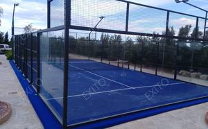 EXITO Gold Fournisseur En Gros Gazon Synthétique Panoramique Padel Terrain <span class=keywords><strong>De</strong></span> Tennis Sport Nouveau Style Paddle Court <span class=keywords><strong>De</strong></span> Tennis - Product Image 3