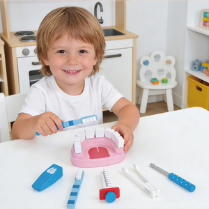Jeu de rôle en bois pour dentiste, les enfants se font passer pour des médecins et examinent les dents, ensemble de jeu - Product Image 2