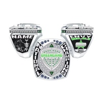 Anillo Conmemorativo de Torneo Grabado Personalizado 2026, Aleación con Incrustaciones de Cristal, Nombre, Número y Logotipo Personalizados, Réplica Coleccionable Deportiva