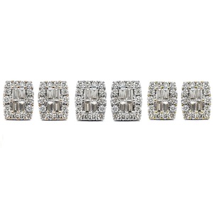 Nouveauté - Boucles d'oreilles clous en or blanc 18 carats avec pierres naturelles baguette plaquées or, mignonnes, pour mariage, femmes - Product Image 4