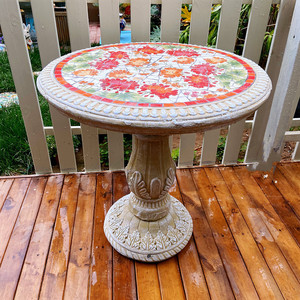 Conjunto de muebles de patio para exteriores, mesa y taburetes de jardín con mosaico Rose Town - Product Image 3