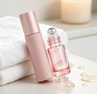Flacons à bille en verre rose de 5 ml et 10 ml, flacons vides portables pour huiles essentielles et parfums