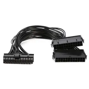 Adaptateur de câble double PSU 24 broches 20 + 4 broches ATX adaptateur de carte mère câble d'extension carte mère câble d'extension d'alimentation