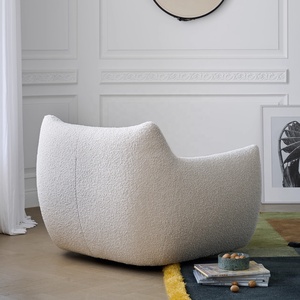 Sillón Reclinable de Terciopelo Sherpa Blanco Retro Francés Zayshine, Sillón Giratorio para Sala de Estar, Dormitorio, Apartamento Modular, Villa, Sofá - Product Image 6
