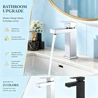 Robinet de lavabo en acier inoxydable finition chromée, cartouche céramique contemporaine pour lavabo de salle de bain, échantillon test à faible MOQ, fourni directement par l'usine