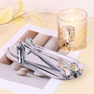 Nến Khay thép không gỉ trang trí khay vàng đen hình bầu dục đồ trang sức món ăn mỹ phẩm lưu trữ nhỏ Khay nến chủ - Product Image 4