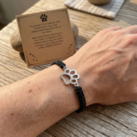 Bracelet en acier inoxydable en forme de patte de chien, fait main, en corde de nylon tressée, cadeau pour les amoureux des animaux avec carte, vente en gros