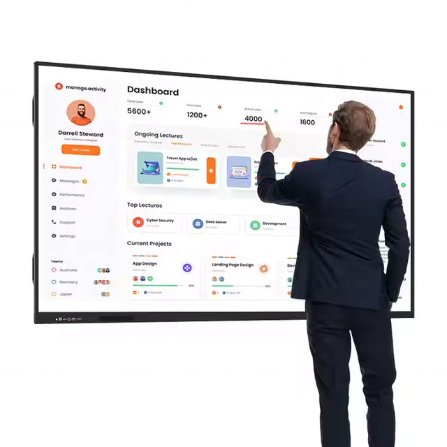 Dual System Education Company Meeting 20-Point Touch 4K Electronic Digital Smart Board 65 Inch LED Interactive Whiteboards