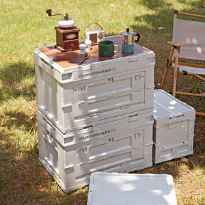 Folding <b>Storage</b> <b>Box</b> With Wooden Lid Extra Large Size Car Camping Outdoor Use - Product Image 1