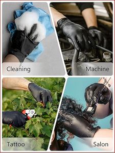 Gants en nitrile jetables imperméables de qualité supérieure, sans poudre, sans <span class=keywords><strong>latex</strong></span>, de couleur noire, pour la cuisine, 4 mils d'épaisseur - Product Image 6