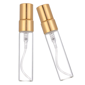 Thin Glass Round Cylindrical <b>Perfume</b> <b>Bottle</b> 10ml Travel Size Clear Tube with Pump Sprayer Screen Printing for Skin Care Serum - Product Image 1