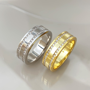 Bague en argent sterling 925 FOXI, bijoux <span class=keywords><strong>Avalanche</strong></span> pour homme, plaquée or jaune, bague d'éternité en CZ, alliance de mariage, bague d'anniversaire - Product Image 4