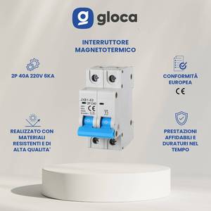 Disjoncteur miniature Gloca 2P 40A 250V Courbe C Montage sur rail DIN MCB - Product Image 2