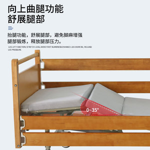 Bonja Manual Home Care <b>Bed</b> Wooden Adjustable Guardrails Hand Cranked Nursing <b>Bed</b> <b>For</b> Elderly Patients - Product Image 5