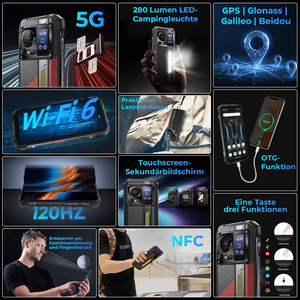 สมาร์ทโฟน 5G CDMA รุ่นทนทาน แบตเตอรี่ 10800mAh หน่วยความจำ 16/20/256GB ระบบปฏิบัติการ Android 14 รองรับ Google Pay เวอร์ชันสากล หน้าจอ 120Hz กันน้ำกันกระแทกมาตรฐาน IP68 - Product Image 3
