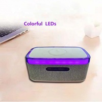 Jam Alarm Digital multifungsi, Speaker pengisi daya nirkabel dengan lampu LED, fungsi Radio FM, speaker pintar portabel