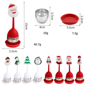 Natale Extra Fine maglia infusore creativo riutilizzabile in acciaio inox filtro in Silicone manico per sfuso foglia di <span class=keywords><strong>tisana</strong></span> tazza di tè - Product Image 6