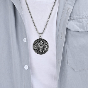 Nordic Viking Pendant Necklace For Men <b>Titanium</b> Steel Round Face Design Gift Jewelry - Product Image 3