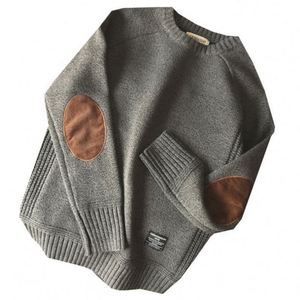 Pull en tricot de laine mélangée personnalisé de haute qualité pour hommes col rond hiver chaud séchage rapide Anti-rides épais OEM pull avant Logo - Product Image 1