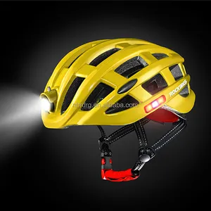 高品質Rockbrosマウンテンバイクヘルメット高密度EPS素材サイクリングヘルメット大人用バイクヘルメット安全ヘッドライト付き