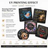 Ensemble de sous-verres en ardoise à thème Joyeux Noël, vente en gros, imprimés festifs, durables, écologiques, antidérapants, pour cadeau promotionnel de Noël