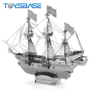 Jouet éducatif en métal à assembler, ensemble de bateau pirate, <span class=keywords><strong>puzzle</strong></span> magnétique <span class=keywords><strong>3D</strong></span> - Product Image 4
