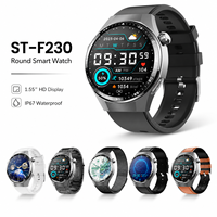 Jam tangan pintar pemantauan kesehatan olahraga bulat jam tangan pintar dengan pengisi daya magnetis dan kalender IP67
