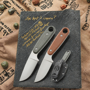 Couteau fixe Full Tang en acier 14C28N, lame Stonewashed, manche en Micarta lin, pour survie en extérieur, bushcraft, bricolage, OEM, avec étui Kydex - Product Image 3