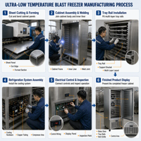 Efficiënte snelvriesmachine, commerciële staande vitrinekast met glazen deur en meerdere schappen voor restaurantkeukenbenodigdheden