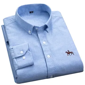 Camisa masculina de manga comprida com tamanho regular, camisa de algodão 100% plus size, para negócios