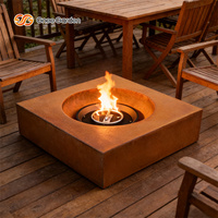 Brasero de jardin en acier Corten naturellement rouillé, écologique, avec chauffage au gaz extérieur pour jardin ou terrasse