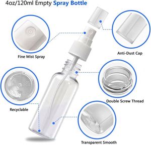 White Transparent PET Spray Bottle <b>Pump</b> Empty <b>Small</b> Custom Made Wholesale 100ml 2 Oz Cap Screen Printing Cosmetic - Product Image 3