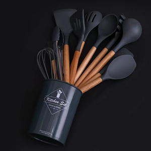 الغذاء الصف 12 قطعة سيليكون أدوات المطبخ الجملة الطبخ إناء مجموعة مع تخزين دلو - Product Image 1