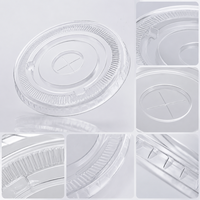 Couvercle de tasse PET 90 mm plat et à ouverture pour boire, en plastique transparent jetable, pour smoothies, bubble tea et jus