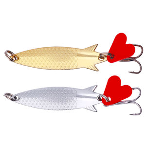 Vente en gros Sp226 7cm 7g Leurres de pêche artificiels en métal doré <span class=keywords><strong>et</strong></span> argenté avec <span class=keywords><strong>lame</strong></span> en forme de cœur rouge - Product Image 3