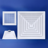 600*600 ABS plastique intégré quille panneau de plafond diffuseur carré alimentation en air et persienne de retour avec adaptateur carré à rond