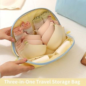 Sac à sous-vêtements coloré 3-en-1 avec fermeture éclair, grande capacité, pochette élégante pour soutien-gorge, idéal pour les voyages - Product Image 1