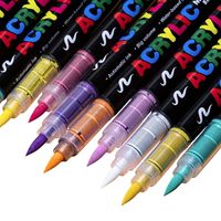 Ensemble de marqueurs à peinture acrylique Guangna 12 couleurs, stylos de qualité professionnelle pour la peinture sur roche, l'art sur toile et les travaux créatifs