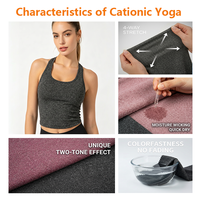 Tissu Cationique en Polyester Spandex Brossé Extensible dans les 4 Sens à Séchage Rapide pour Vêtements de Sport Yoga et Fitness, Vente Directe Usine