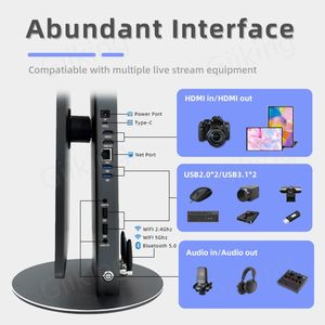 อุปกรณ์ถ่ายทอดสดบนเดสก์ท็อปขนาด 15.6 นิ้ว 2K ของแท้จากโรงงานใหม่ หน้าจอสัมผัส LCD สำหรับ TikTok YouTube เครื่องสตรีมสดอัจฉริยะ - Product Image 4