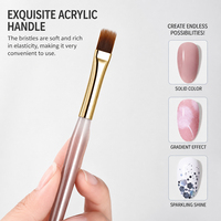 Pinceau à ongles plat personnalisable avec manche en acrylique et poils élastiques pour salon et manucure DIY à domicile