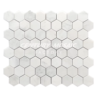 Centurymosaic Mosaïque en marbre blanc oriental poli, mosaïque hexagonale de 3 pouces pour mur et sol