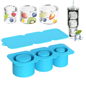 Moule à glaçons en silicone Early Riser pour accessoires de tasse Stanley, moules à glaçons en silicone avec couvercle et bac, moule à glaçons cylindrique à 3 cavités - Product Image 1