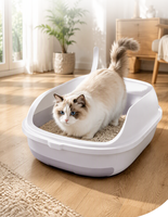 Toilette pour animaux de compagnie, bac à litière pour chat en plastique confortable de qualité supérieure, facile à nettoyer, design magnétique, base antidérapante, pelle à litière pour chat