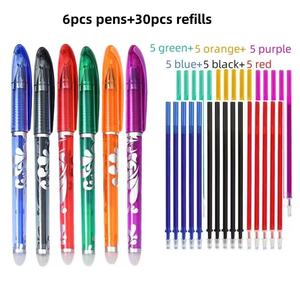 Bolígrafo de gel de plástico Azul Rojo Negro <span class=keywords><strong>verde</strong></span> naranja púrpura con borrador juego de bolígrafos borrables multicolor de 0,5mm con recambios - Product Image 3
