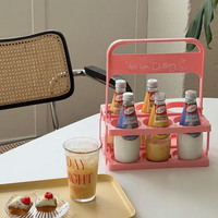 Porte-bouteilles de bière pliable portable, porte-bouteilles pour 6 bouteilles, organisateur de boissons en plastique, support pour fête, barbecue, camping, fournitures de plein air