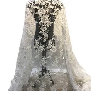 Tecido Frisado Luxuoso Nupcial Luxo Tulle Lace Alta Qualidade Handmade 3D Flor Bordada Laço Francês