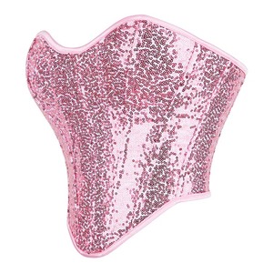 Women Overbust Corset Crop Top <strong>Body</strong> Shaping Pink <strong>Strapless</strong> off Shoulder 15 Pieces Plastic Bones Padded Buttocks Lingerie - Product Image 3