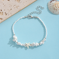 Bracelet Bohème pour Femme avec Perles, Pierres Naturelles Blanches, Breloque Étoile de Mer, Fermoir Mousqueton Argenté, Style Plage, Idéal Cadeau